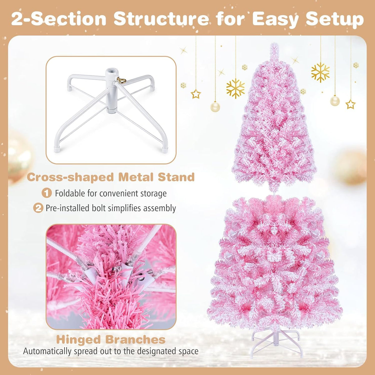 GOFLAME 5FT/6FT/7FT Prelit Christmas Tree