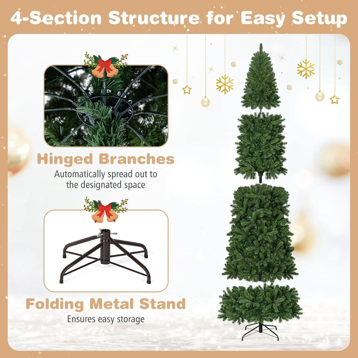 GOFLAME 9ft Pre-lit Pencil Christmas Tree