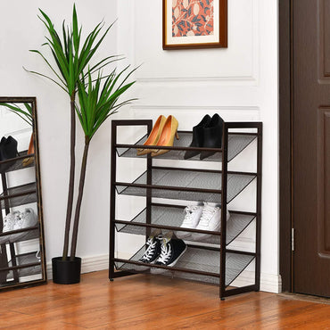 4-Tier Metal Shoe Rack, Shoe Storage Organizer - Goflameus