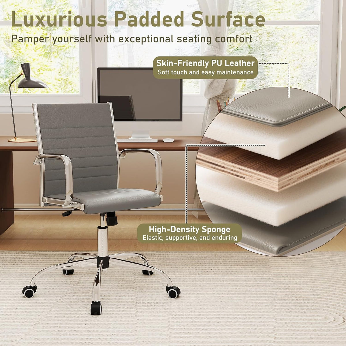 Goflame Leather Office Chair,Ergonomic Computer Desk Chair
