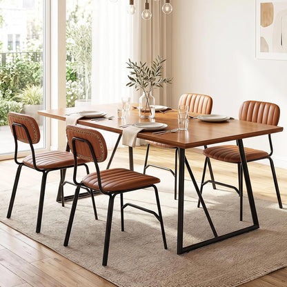 Goflame Metal Dining Chairs PU Leather Upholstered Kitchen Chairs | Modern Dining Room Chair w