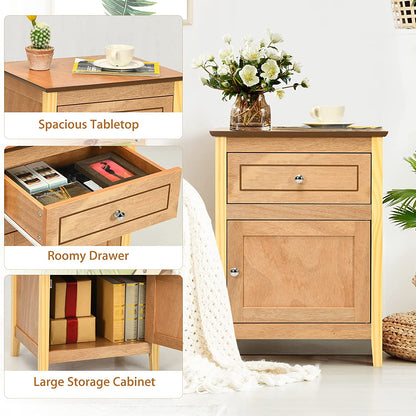 Wooden End Table W/Shelf - Goflame