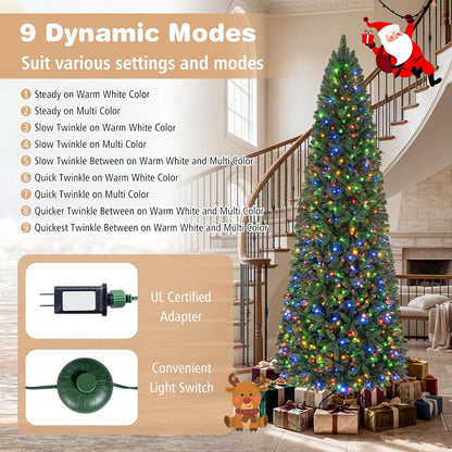 GOFLAME 9ft Pre-lit Pencil Christmas Tree