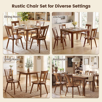 Goflame Wooden Dining Chairs Set of 2, Solid Wood Kitchen Chairs | Modern Farmhouse Dining Room Chairs w/Hollowed Backrest