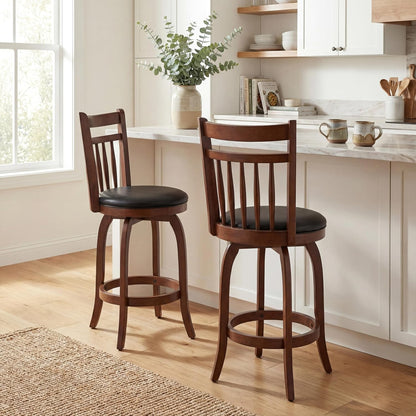 Goflame Swivel Bar Stools Set of 2, 24 Inch Counter Height Barstools | 360° Rotating Bar Chairs w/Footrest