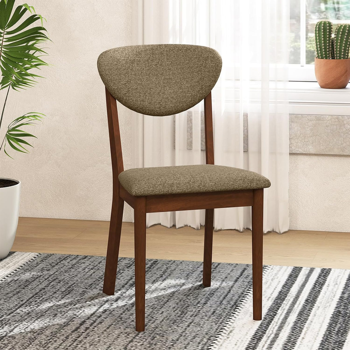 Goflame Wooden Dining Chairs Set of 4, Upholstered Kitchen Chairs | Farmhouse Dining Room Chair w/ Padded Seat & Back