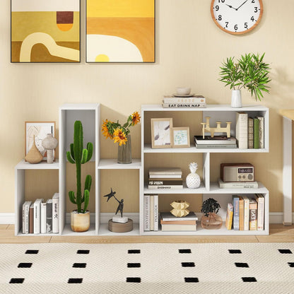 Goflame 3-Tier Bookshelf, Wooden Concave Bookcase for Small Space | Modern Freestanding Display Storage Shelves