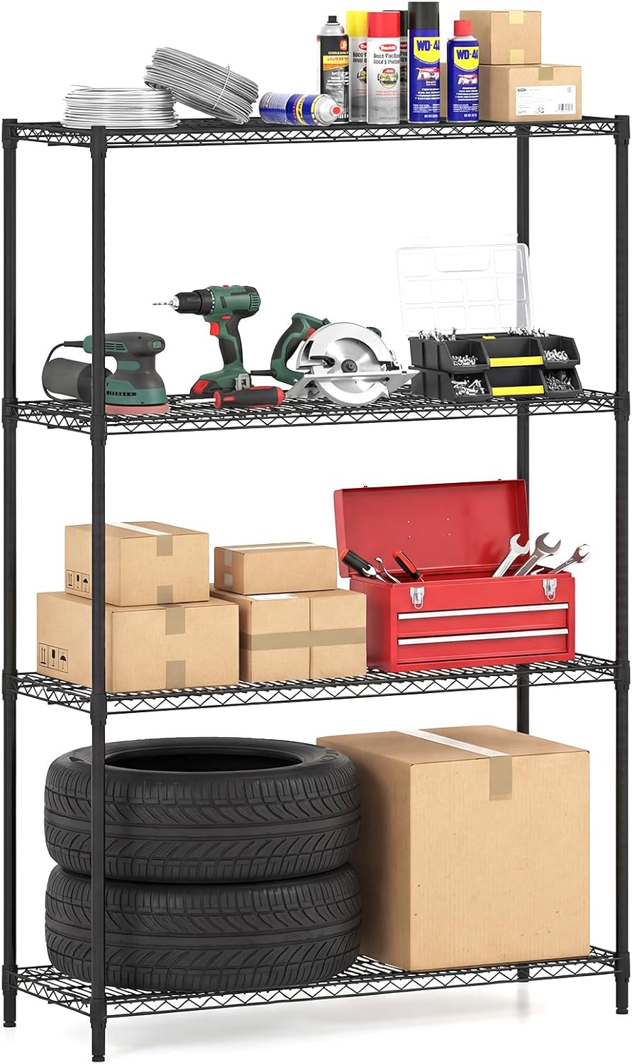 Goflame 4-Tier/5-Tier Metal Storage Shelving Unit with V-Shaped Wire Rack