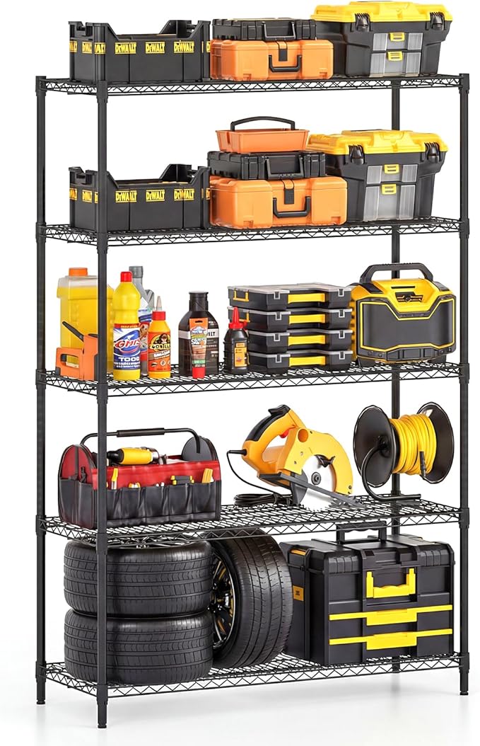 Goflame 4-Tier/5-Tier Metal Storage Shelving Unit with V-Shaped Wire Rack