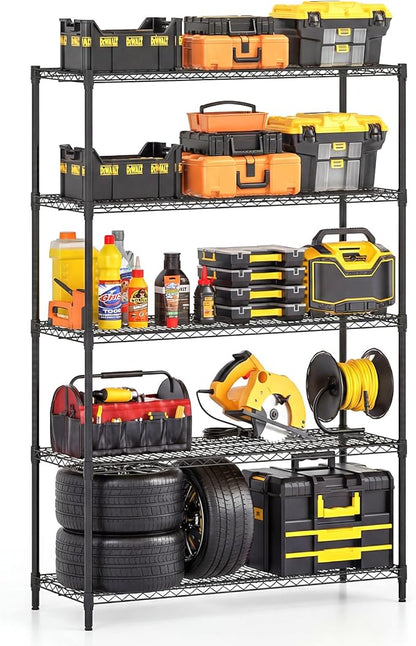 Goflame 4-Tier/5-Tier Metal Storage Shelving Unit with V-Shaped Wire Rack