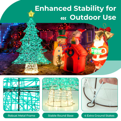 4FT Lighted Christmas Tree with Top Star, Illuminated Christmas Tree Decoration with 520 Warm White LED Lights