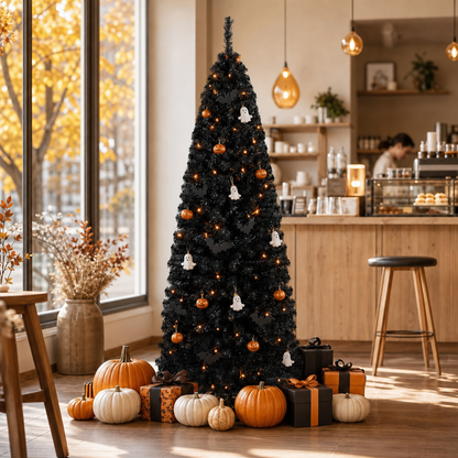 6ft Pencil Artificial Christmas Tree, Slim Christmas Tree with Metal Stand