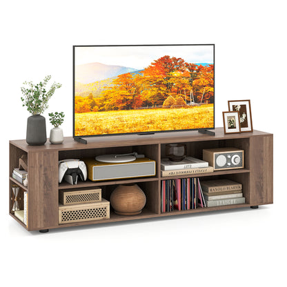 TV Stand for TVs up to 65 Inches, Modern Media Entertainment Center with 4 Open Storage Shelves and 4 Side Storage Shelves