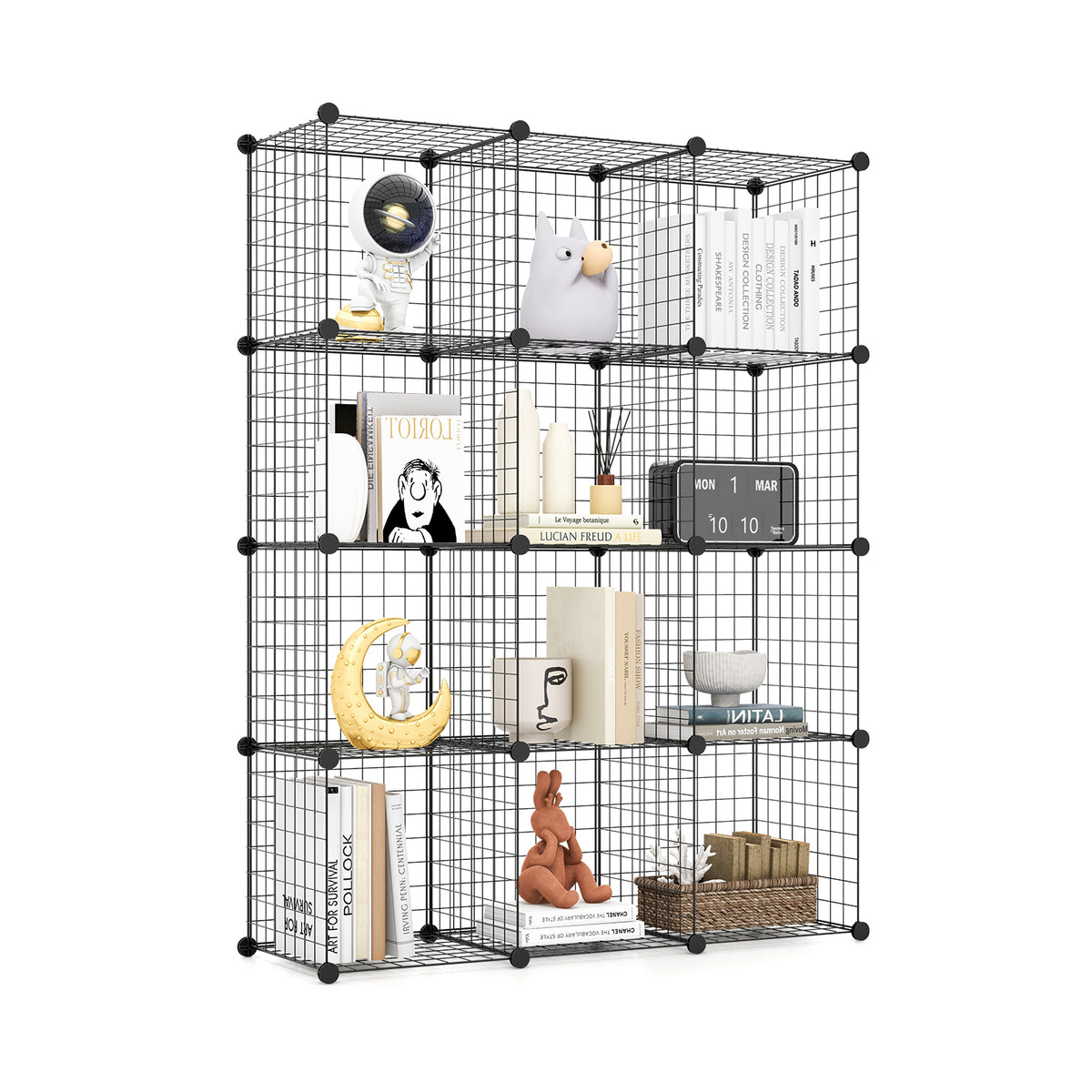 12 Wire Cubes Metal Freestanding Portable Modular DIY Bookcase, Storage Cabinet