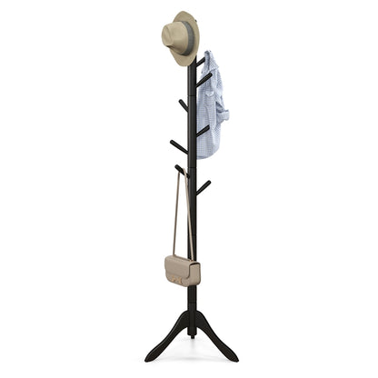 Coat Rack Freestanding, Wooden Entryway Coat Tree Hanger with 8 Hooks and 4 Sections