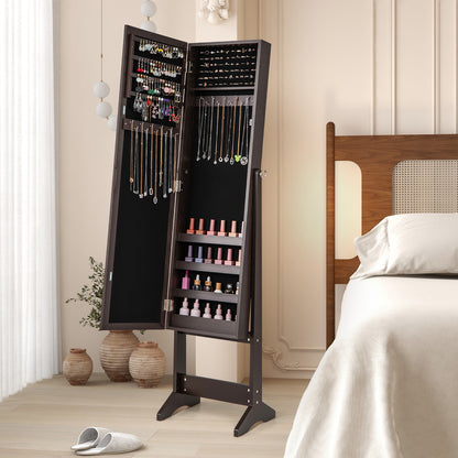 Jewelry Cabinet, Jewelry Organizer with Full Length Mirror Door, Standing Makeup Mirror