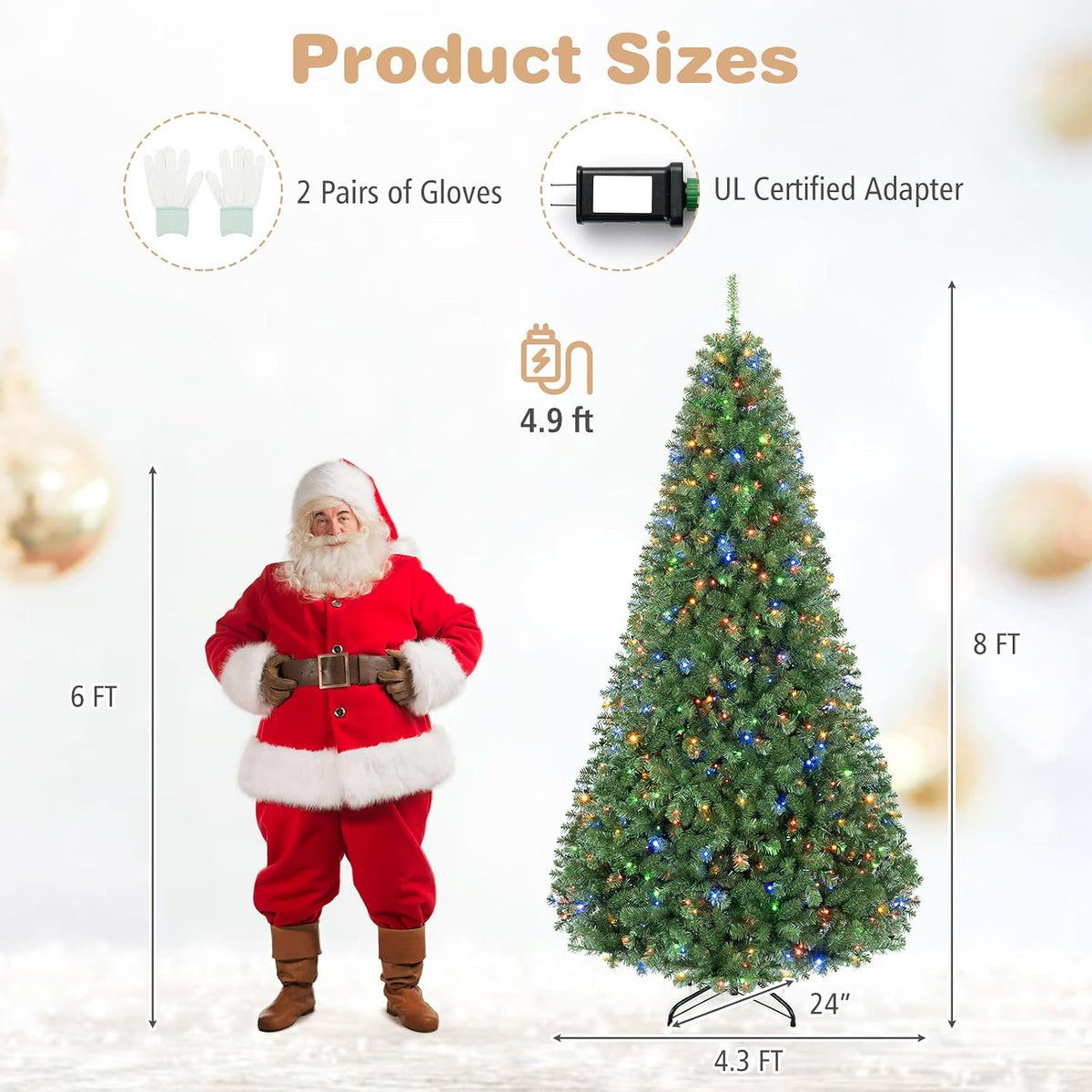 GOFLAME Artificial Christmas Tree | Dimmable Warm White & Multi-colored LED Lights