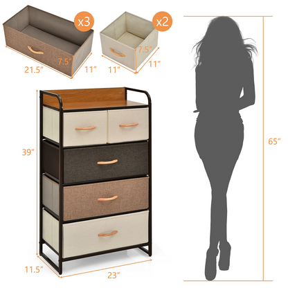 Goflame Sturdy Steel Frame & Wooden Top Vertical Organizer Unit for Closets, Bedroom Utility Dresser Chest (23 x 11.5 x 39 inch)