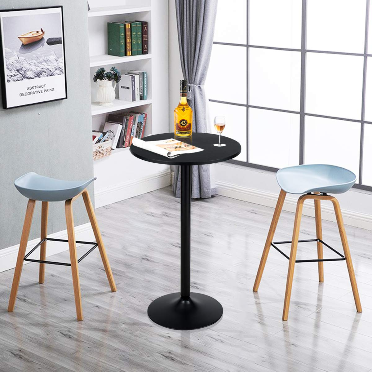 Goflame Pub Bar Table 24-Inch Round Top 40-Inch Height Modern Style