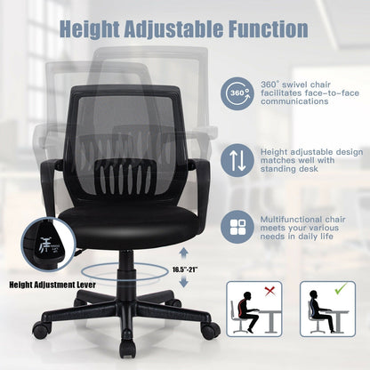 Mesh Office Chair, Mid Back Computer Desk Chair, Ergonomic Executive Chair