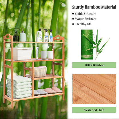 4-Tier Shoe Rack, Bamboo Shoe and Boot Rack 12-14 Pairs - Goflameus