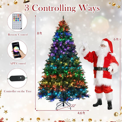 Goflame Smart Pre-Lit Artificial Christmas Tree with Remote Control APP-Controlled Multicolored RGB Lights
