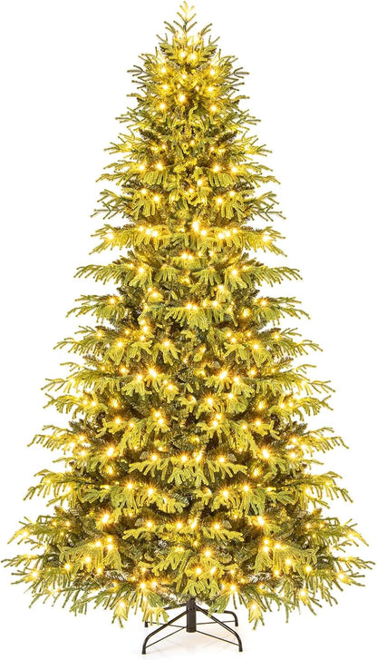 Goflame Pre-Lit Artificial Christmas Tree with PVC & Soft TPE Branch Tips & Foldable Metal Stand