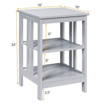 Goflame Nightstand 3-Tier Sofa Side Table W/Reinforced Bars and Stable Structure