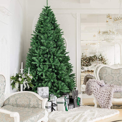 Artificial Douglas Christmas Tree, 7.5 Unlit Hinged Pine Tree with 2254 Branch Tips and Solid Metal Stand - GoflameUS