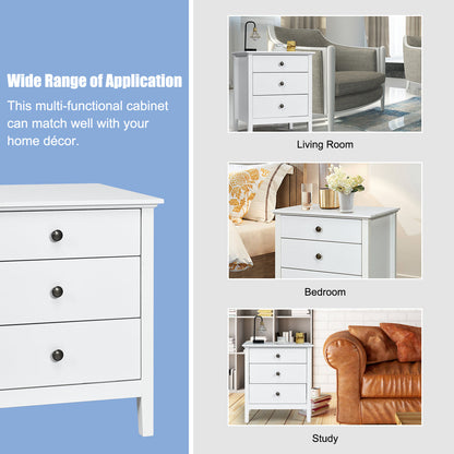 Goflame Nightstand with Drawers Solid Structure Side Table for Storage Bedroom