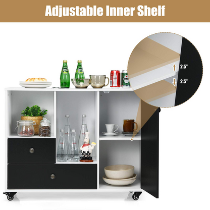 Goflame Lateral File Cabinet 2 Drawer Printer Stand, Rolling Storage Office Cabinet with Lockable Wheels
