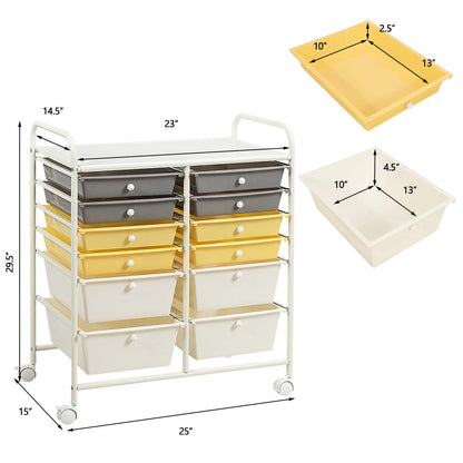 Goflame 12 Drawer Rolling Storage Cart Tools Scrapbook Paper Office School Organizer