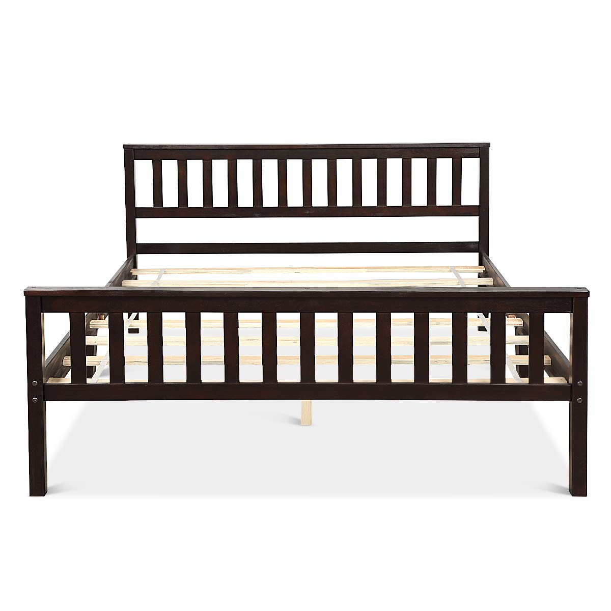 Goflame Queen Size Wood Slats Great Support with Six Legs, No Box Spring Needed, Antique Espresso