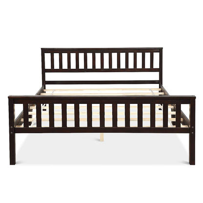 Goflame Queen Size Wood Slats Great Support with Six Legs, No Box Spring Needed, Antique Espresso