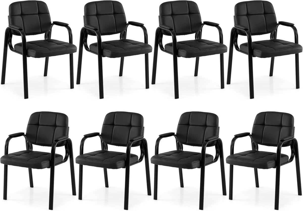 Goflame Leather Office Reception Chairs with Padded Armrests