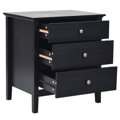 Goflame Nightstand with Drawers Solid Structure Side Table for Storage Bedroom