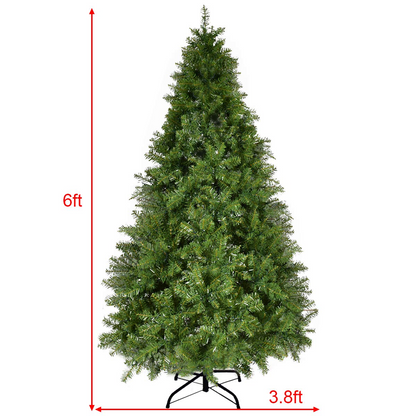 Goflame Pre-Lit Christmas Tree Artificial PVC Spruce Hinged with 560 LED Lights and Solid Metal Legs - GoflameUS