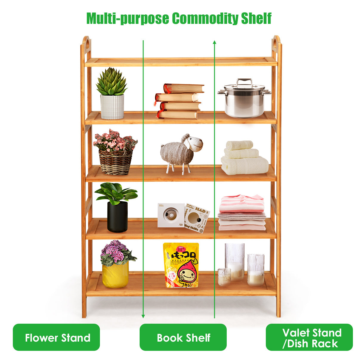Bamboo Shoe Rack 5 Tier, Freestanding Shoe Rack - Goflameus