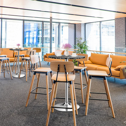 Goflame Round Pub Table Height Adjustable, 360 Degree Swivel Cocktail Pub Table, Office Bar Table