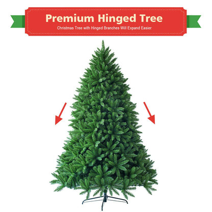 7.5ft Unlit Artificial Christmas Tree, Premium Hinged Fir Tree - GoflameUS