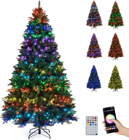 Goflame Smart Pre-Lit Artificial Christmas Tree with Remote Control APP-Controlled Multicolored RGB Lights