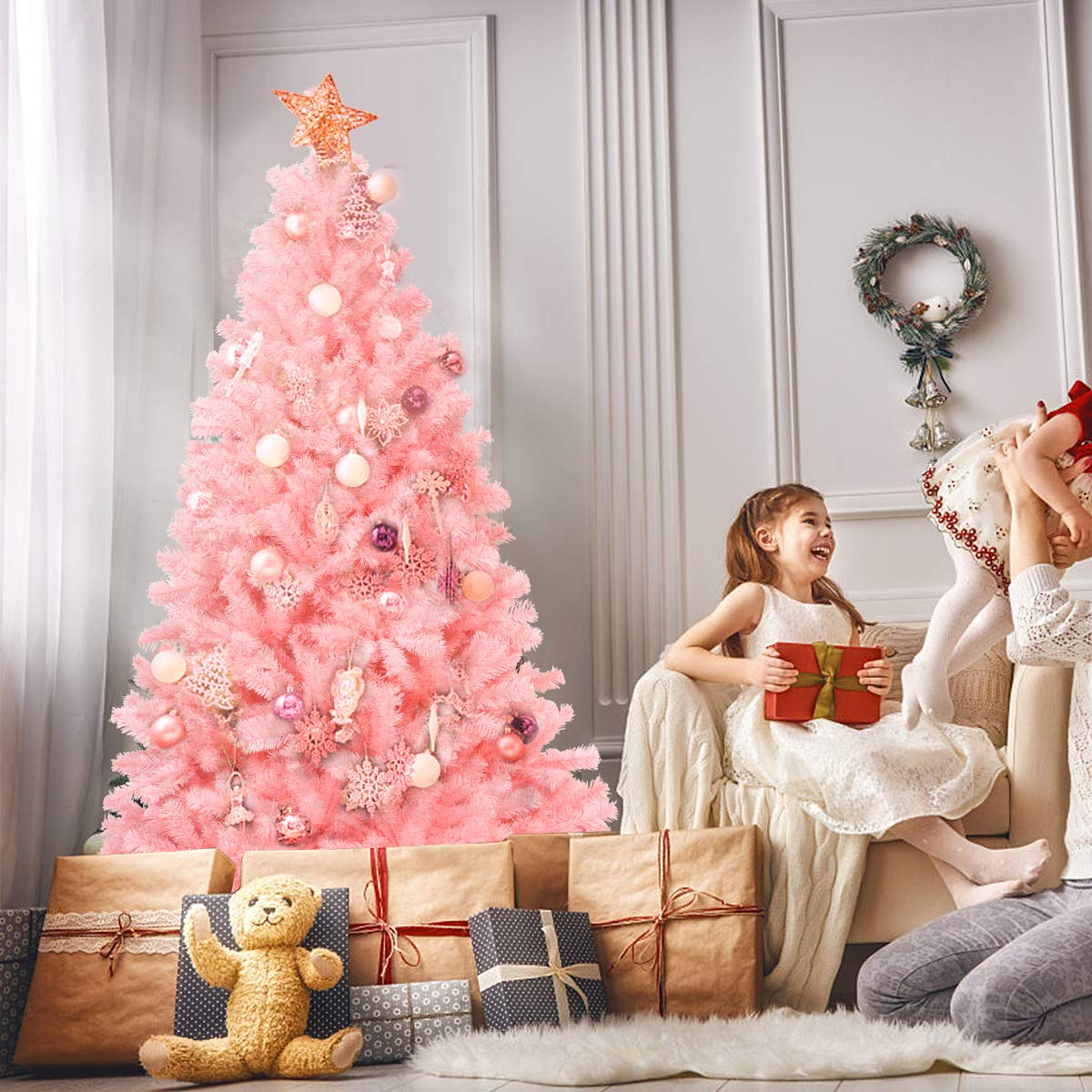 Goflame Unlit Artificial Christmas Tree, 100% New PVC Material, Xmas Tree for Indoor and Outdoor Decoration - GoflameUS