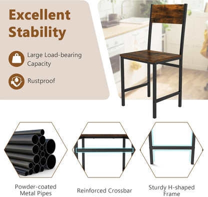 Goflame Dining Chairs Set, Industrial Kitchen Chairs with Metal Legs, Slanted Back