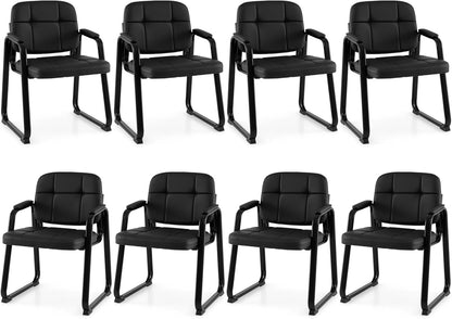 Goflame Waiting Room Leather Office Reception Chairs with Padded Armrests