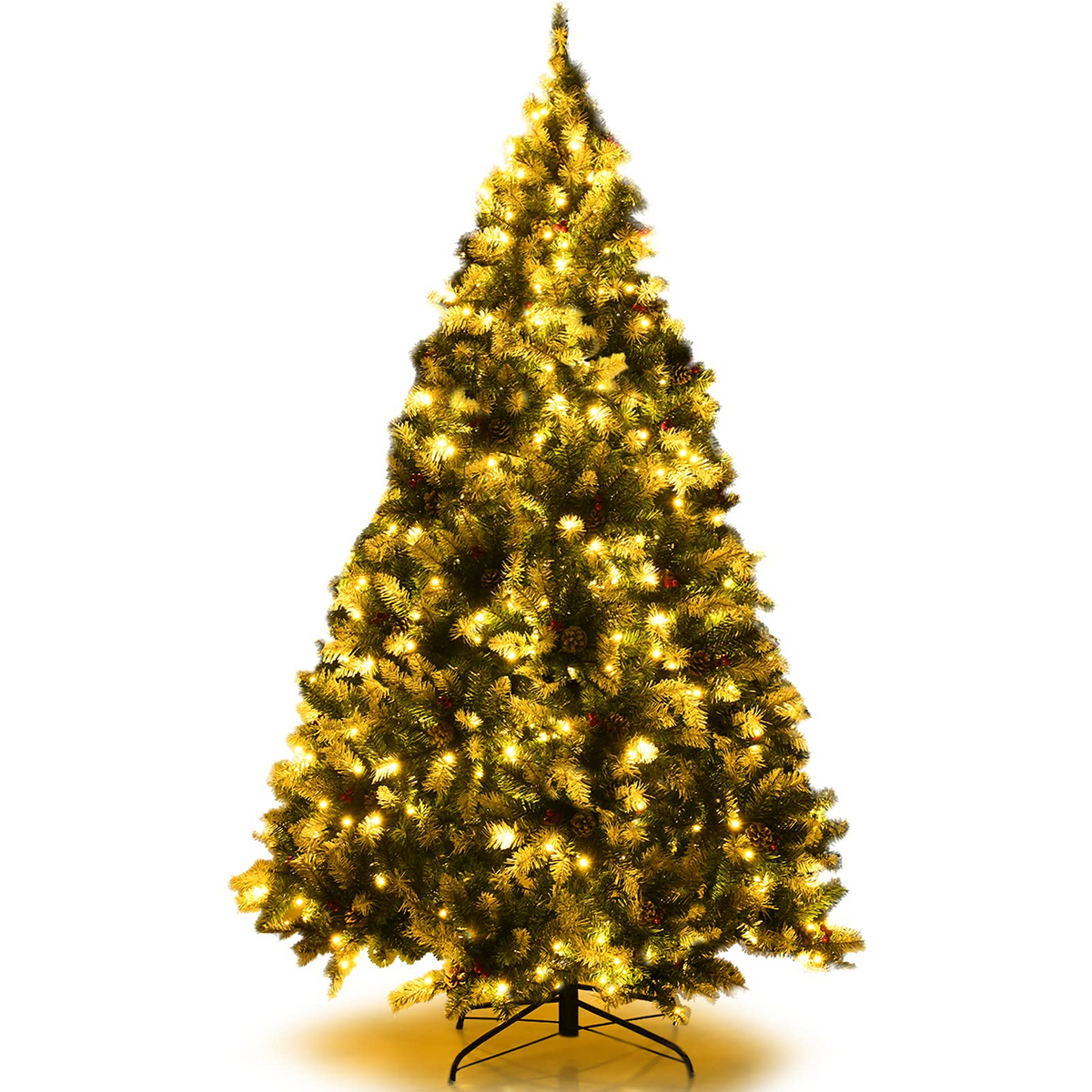 Goflame Pre-lit Snow Flocked Christmas Tree,Hinged Artificial Xmas Tree, Indoor Holiday Festival Decoration - GoflameUS