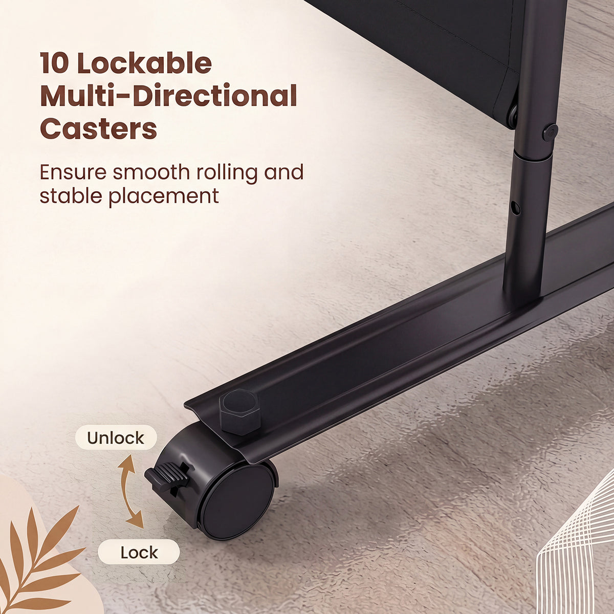 4 Panel Folding Room Divider, 6FT Rolling Privacy Screen with Lockable Wheels