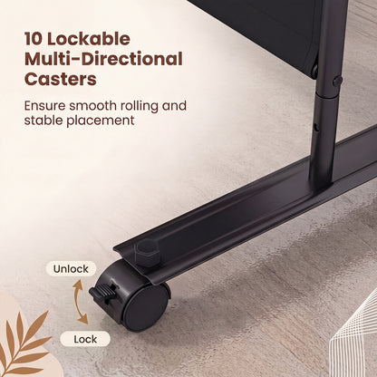 4 Panel Folding Room Divider, 6FT Rolling Privacy Screen with Lockable Wheels