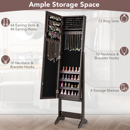 Jewelry Cabinet, Jewelry Organizer with Full Length Mirror Door, Standing Makeup Mirror