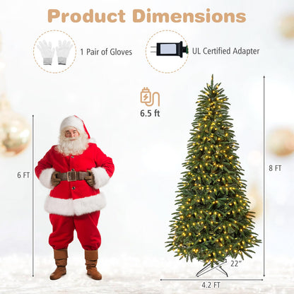 GOFLAME 5FT/6FT/7FT/8FT Pre-lit Christmas Tree | Holiday Decoration Tree with Warm White LED Lights