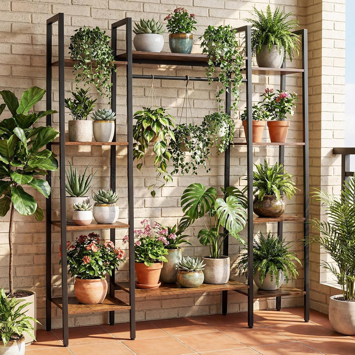 GOFLAME 55.5” Tall Plant Stand with 16 Colors LED Lights